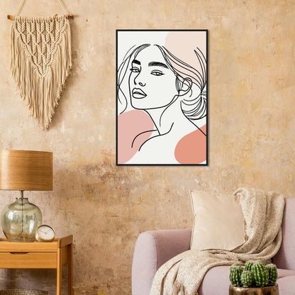 The Asta in Neutrals - Minimalist Woman Line Artwork - Ready To Hang (Framed)