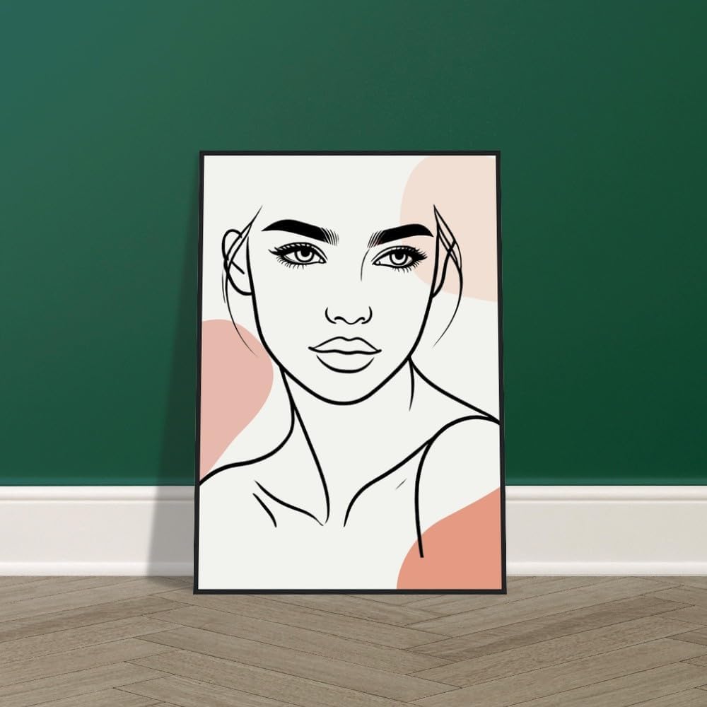 The Carmen in Neutrals - Minimalist Woman Line Artwork Print (Framed)