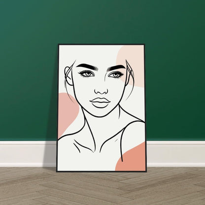 The Carmen in Neutrals - Minimalist Woman Line Artwork Print (Framed)