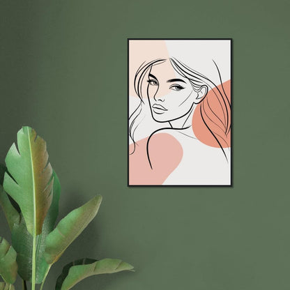 The Maya in Neutrals - Minimalist Woman Line Artwork - Ready To Hang (Framed)