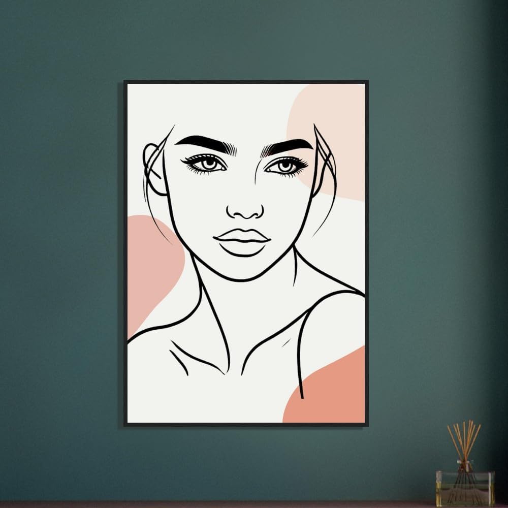 The Carmen in Neutrals - Minimalist Woman Line Artwork Print (Framed)