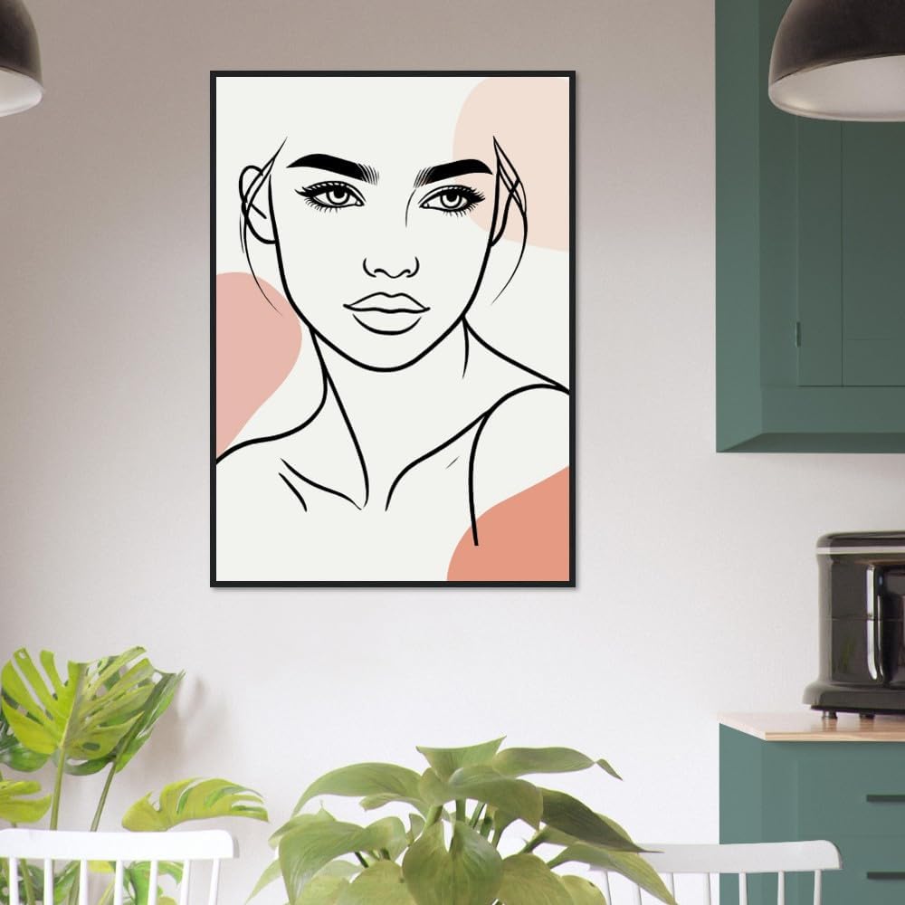 The Carmen in Neutrals - Minimalist Woman Line Artwork Print (Framed)