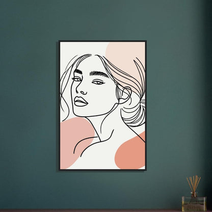 The Asta in Neutrals - Minimalist Woman Line Artwork - Ready To Hang (Framed)