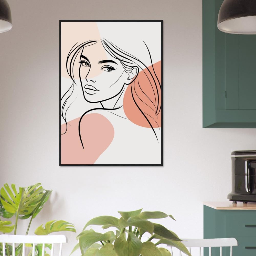 The Maya in Neutrals - Minimalist Woman Line Artwork - Ready To Hang (Framed)