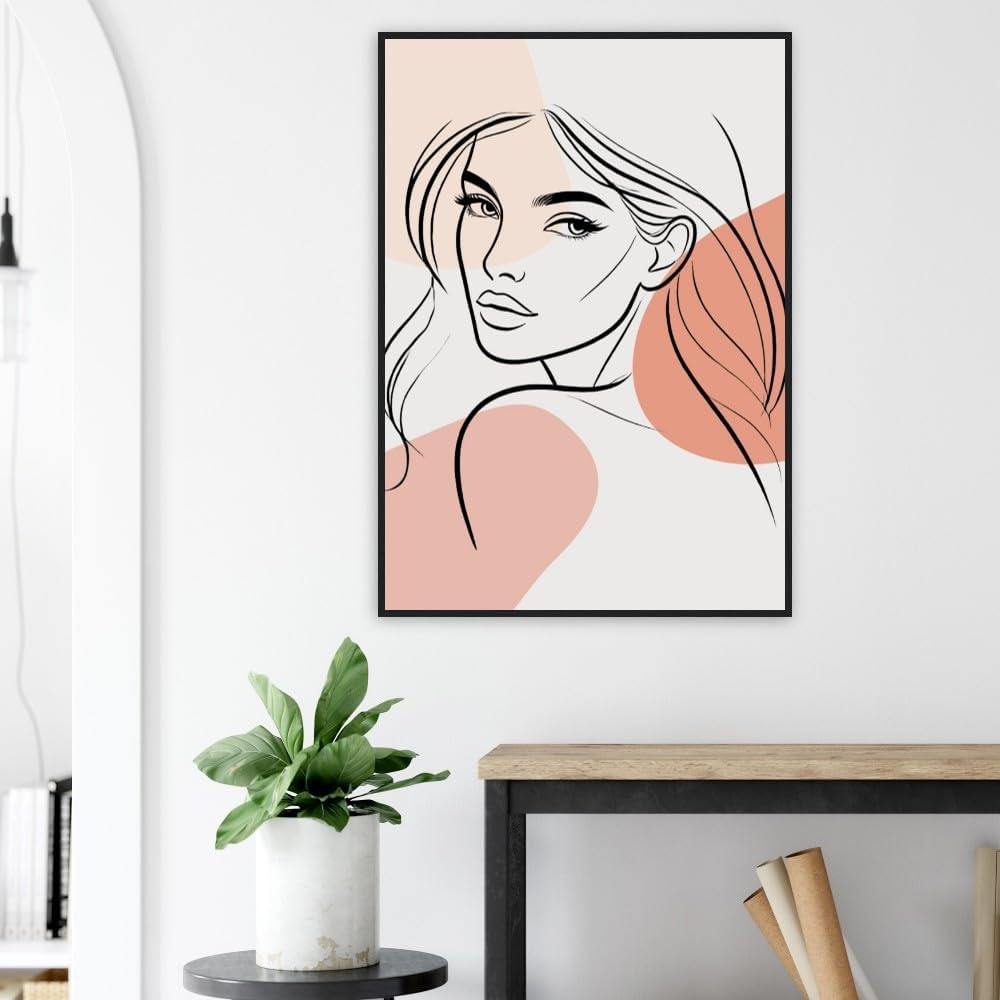 The Maya in Neutrals - Minimalist Woman Line Artwork - Ready To Hang (Framed)
