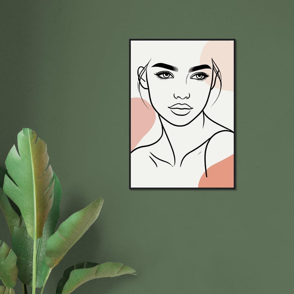 The Carmen in Neutrals - Minimalist Woman Line Artwork Print (Framed)