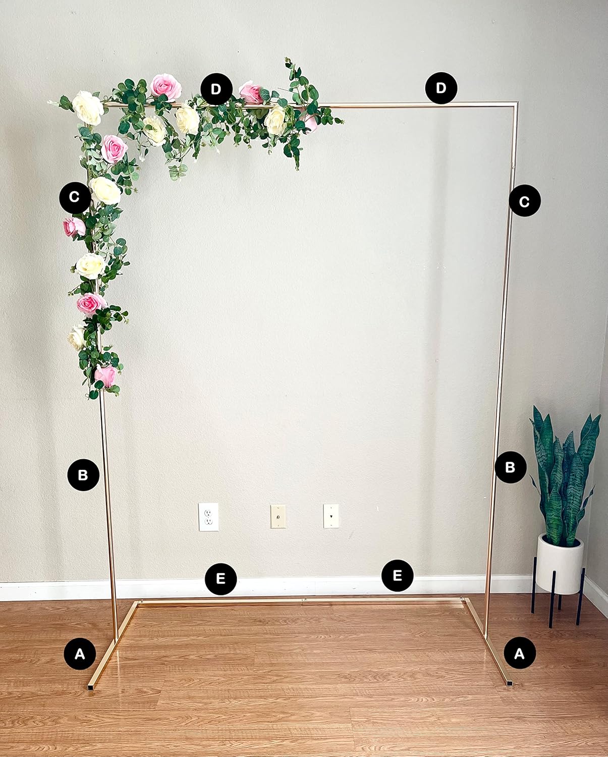 Gold Portable Photo Background Frame Kit | Includes Metal Gold Stand, 2 Flower Vines, Travel Bag | Minimalist Wedding Arch, Photo Booth Backdrop