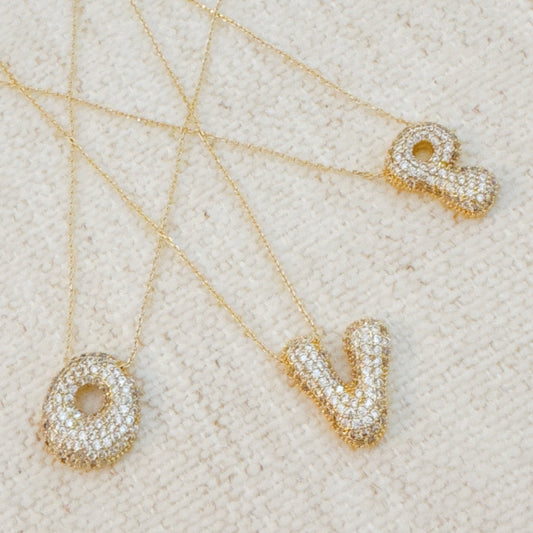 Crystal Bubble Throwy Letter Necklace