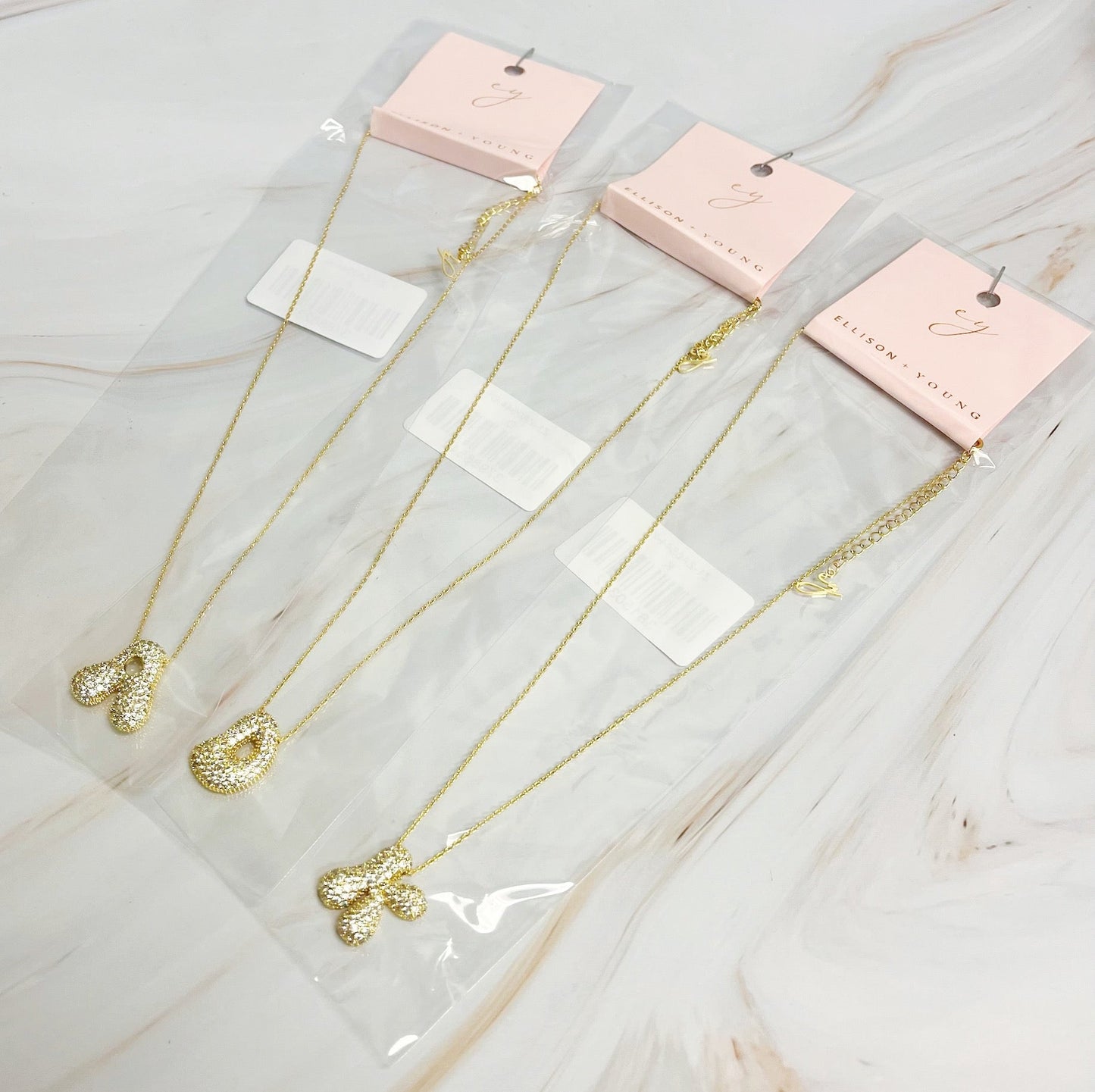 Crystal Bubble Throwy Letter Necklace