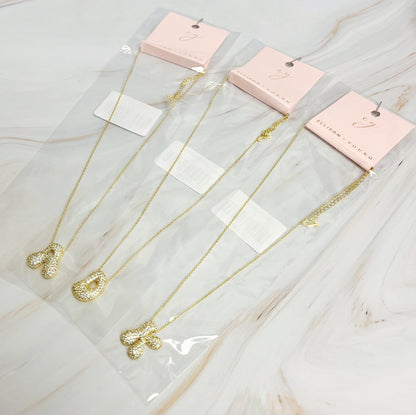 Crystal Bubble Throwy Letter Necklace
