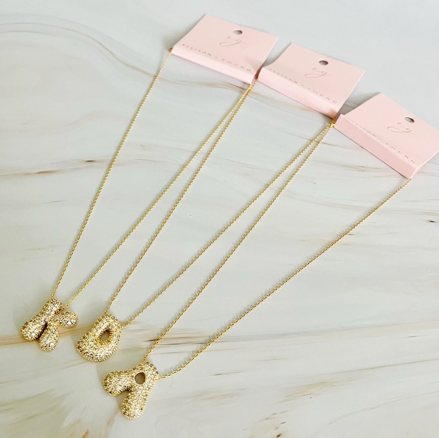 Crystal Bubble Throwy Letter Necklace