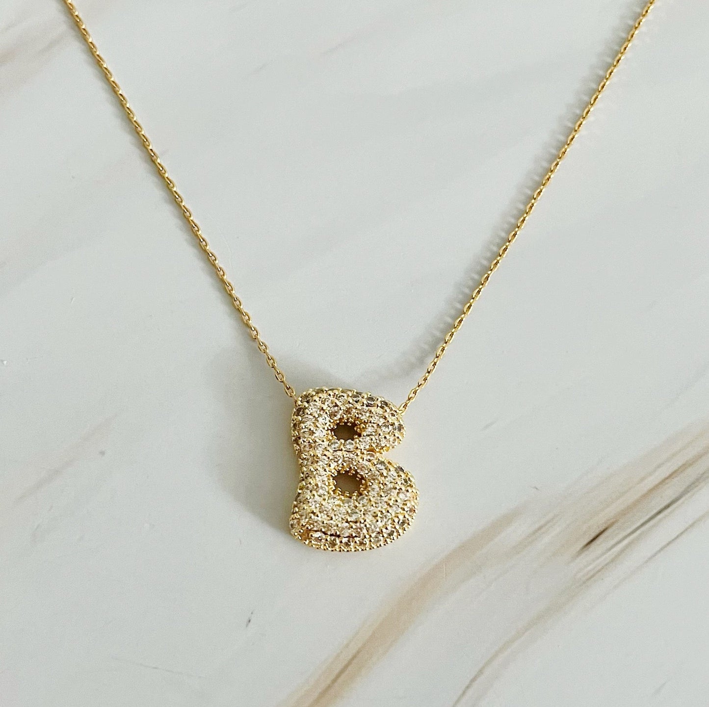 Crystal Bubble Throwy Letter Necklace