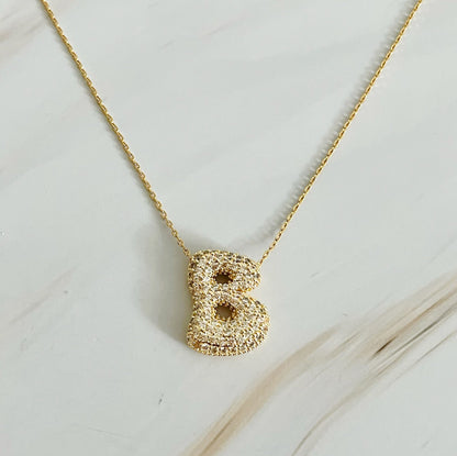 Crystal Bubble Throwy Letter Necklace