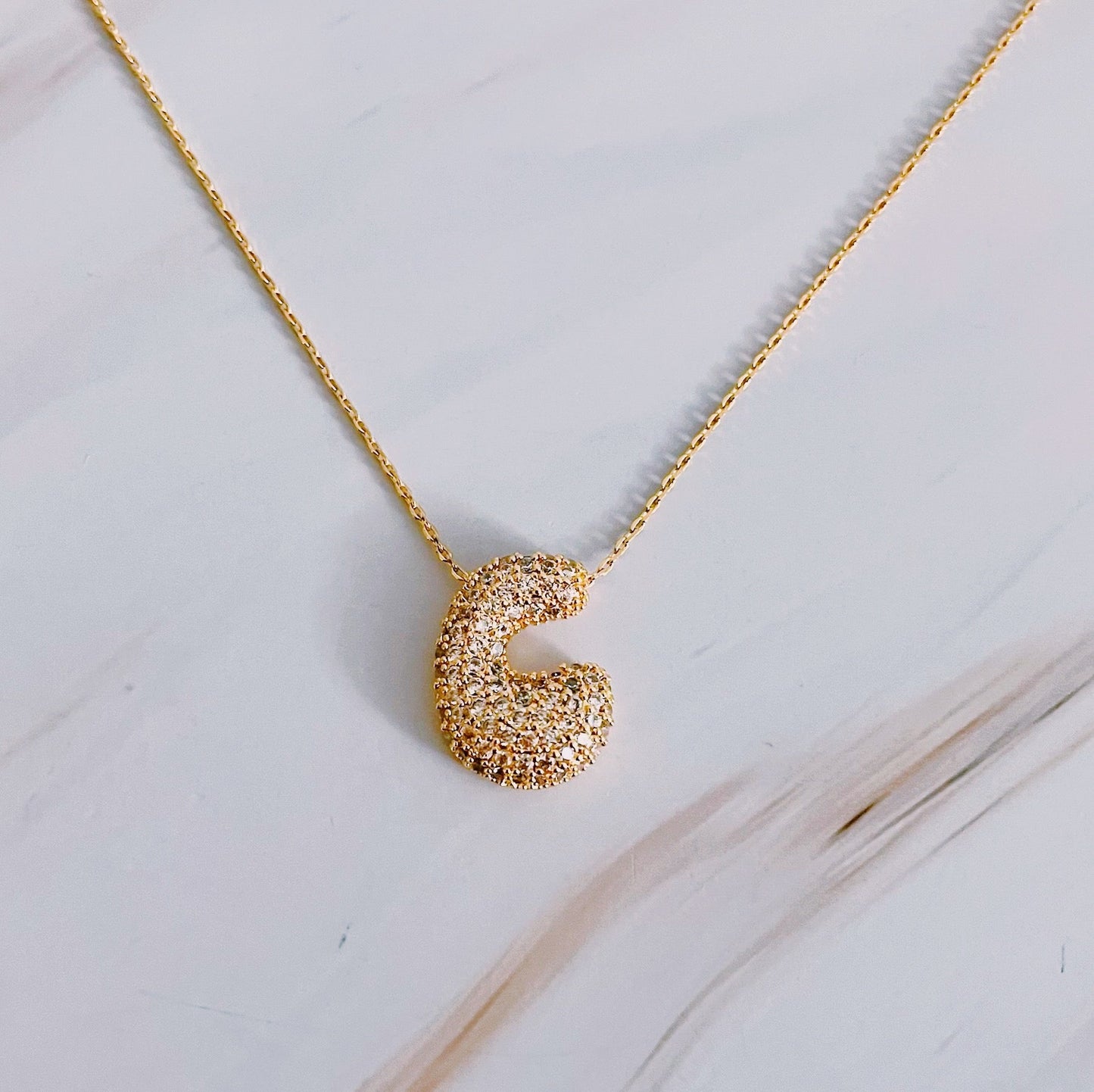 Crystal Bubble Throwy Letter Necklace