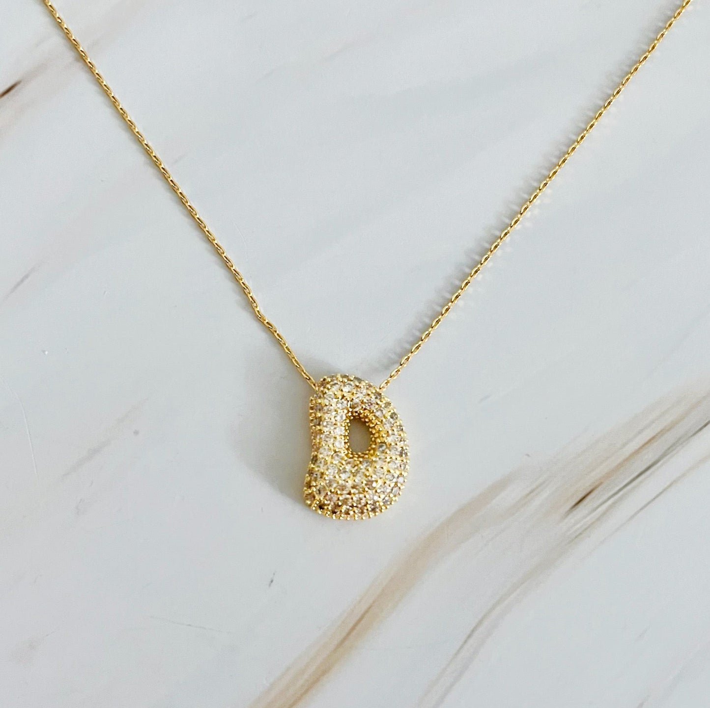 Crystal Bubble Throwy Letter Necklace