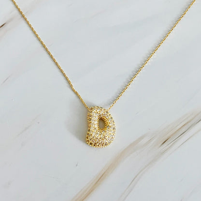 Crystal Bubble Throwy Letter Necklace