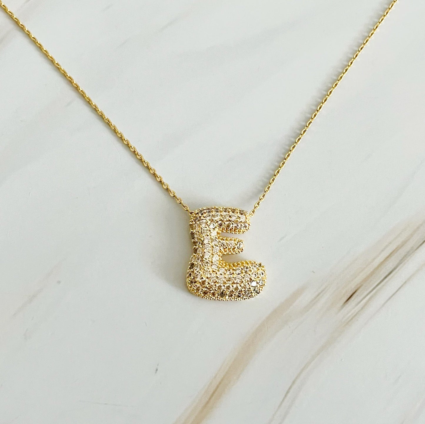 Crystal Bubble Throwy Letter Necklace