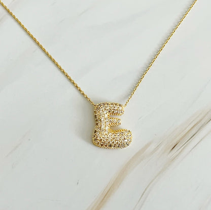 Crystal Bubble Throwy Letter Necklace