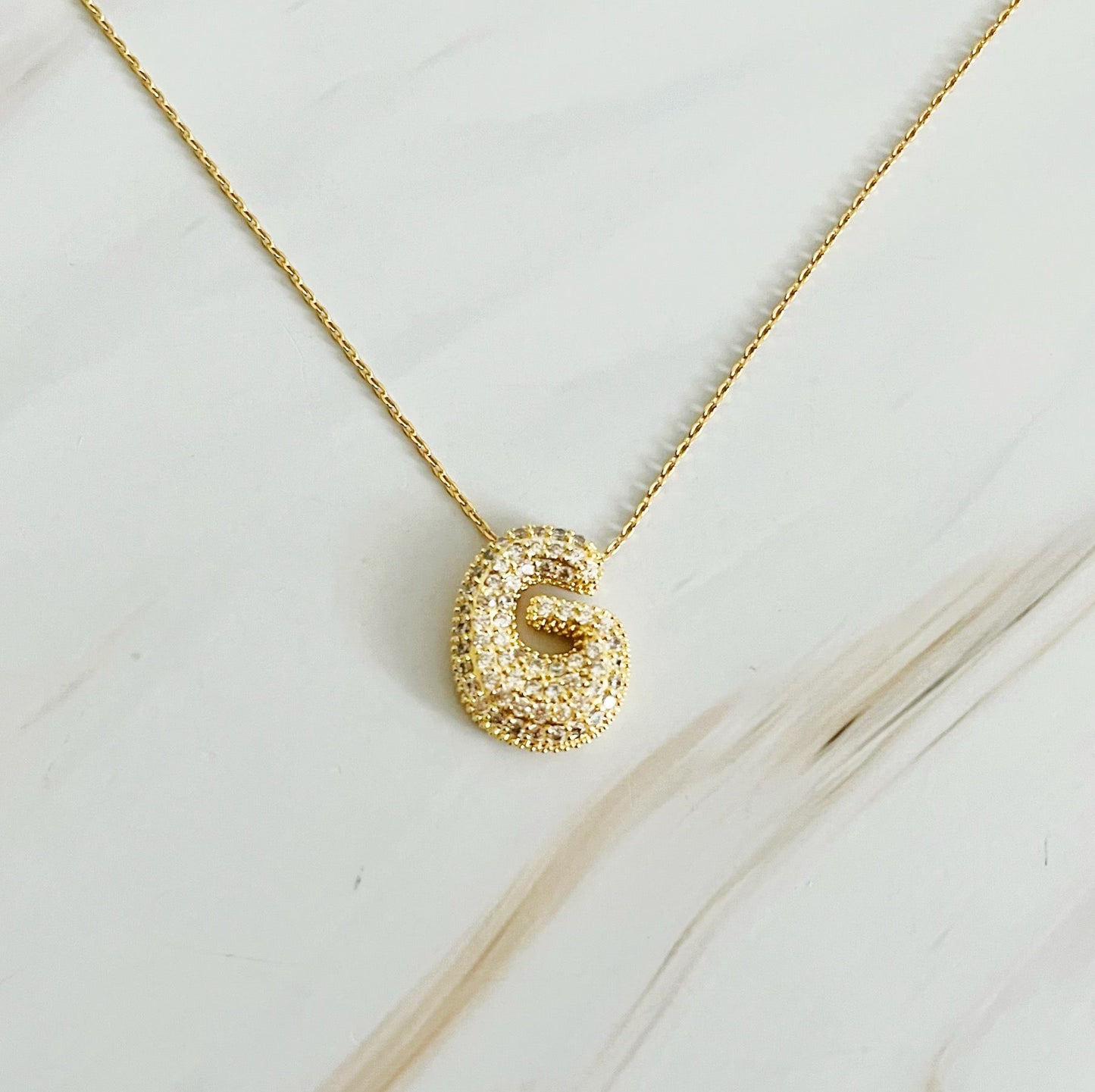 Crystal Bubble Throwy Letter Necklace