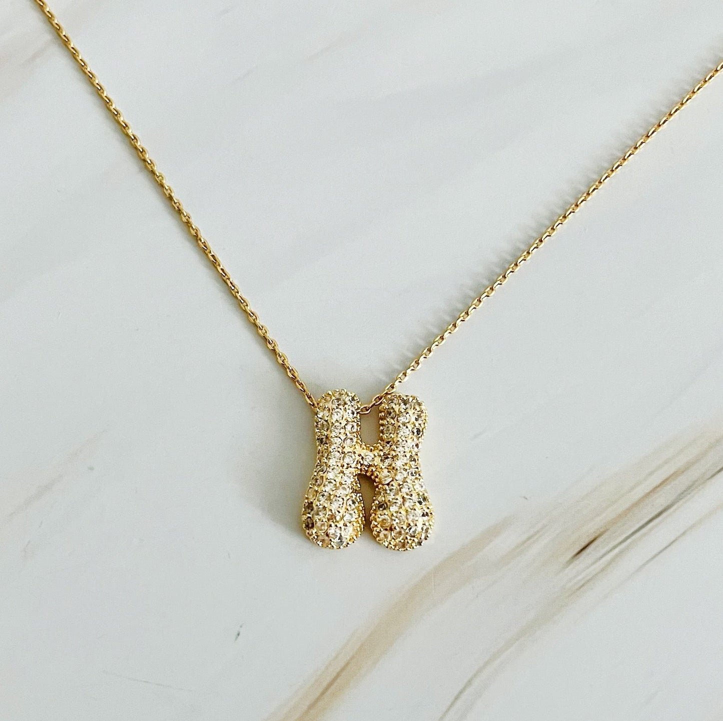Crystal Bubble Throwy Letter Necklace