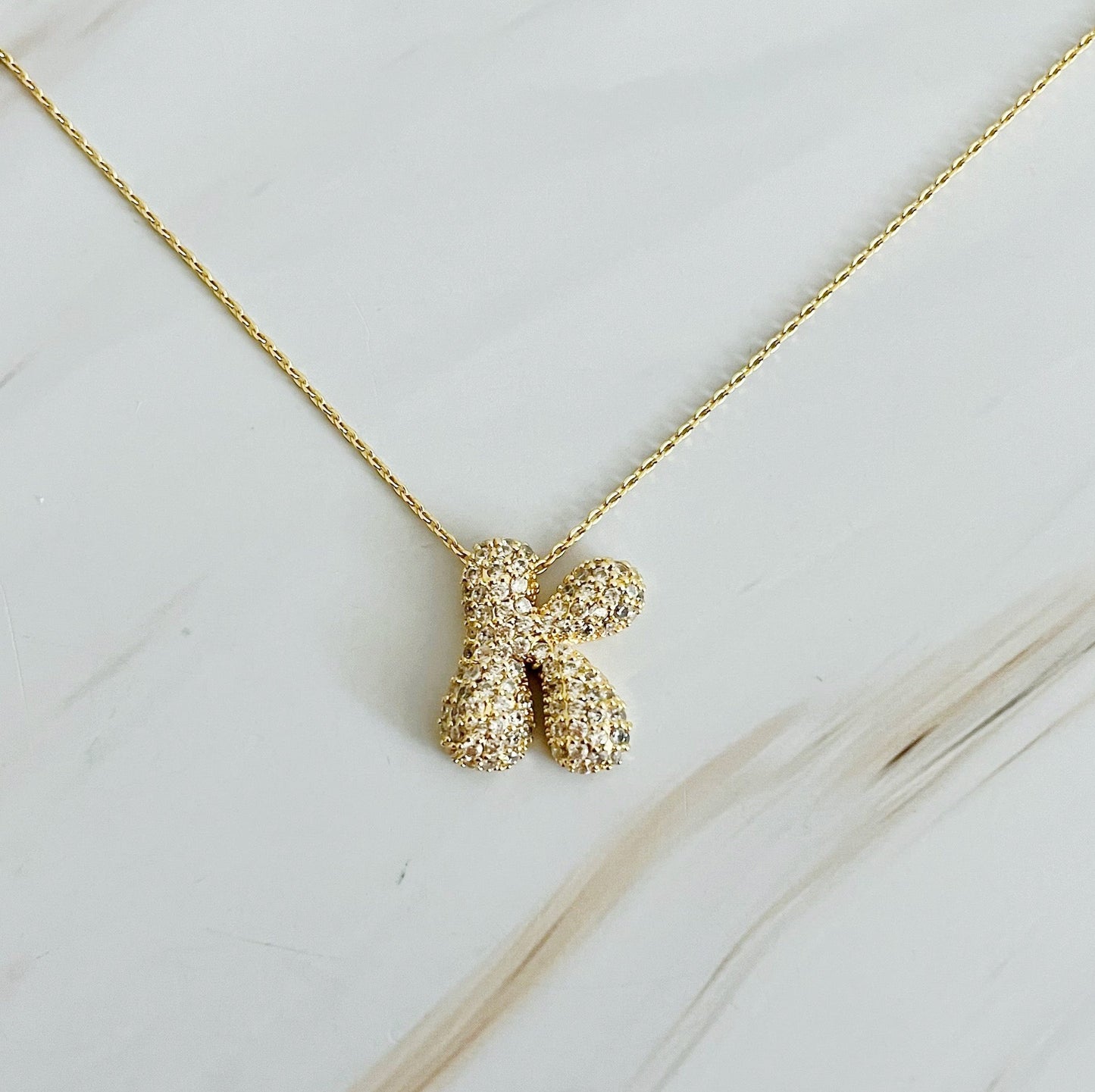 Crystal Bubble Throwy Letter Necklace