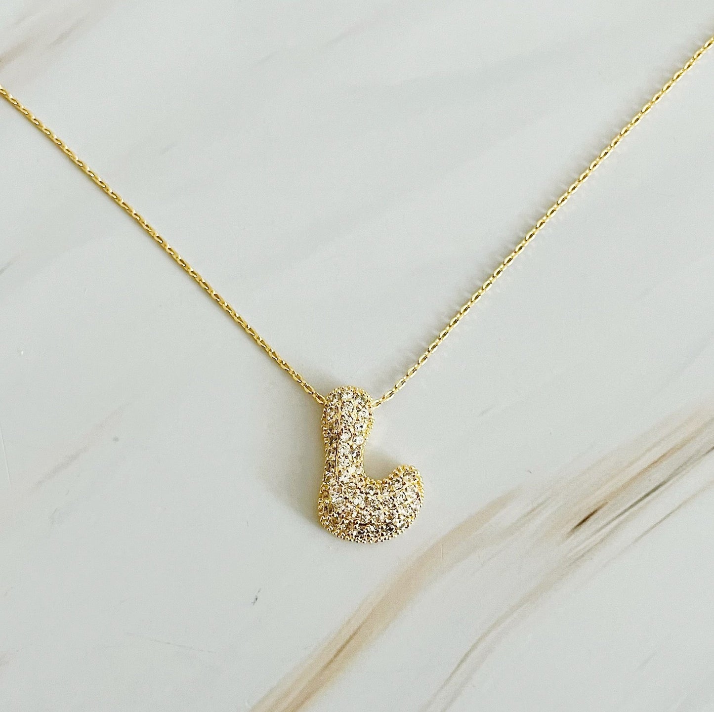 Crystal Bubble Throwy Letter Necklace