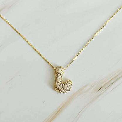 Crystal Bubble Throwy Letter Necklace