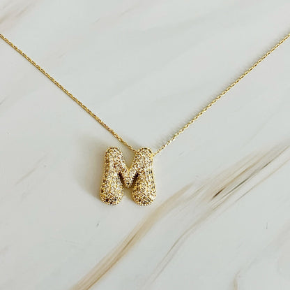 Crystal Bubble Throwy Letter Necklace