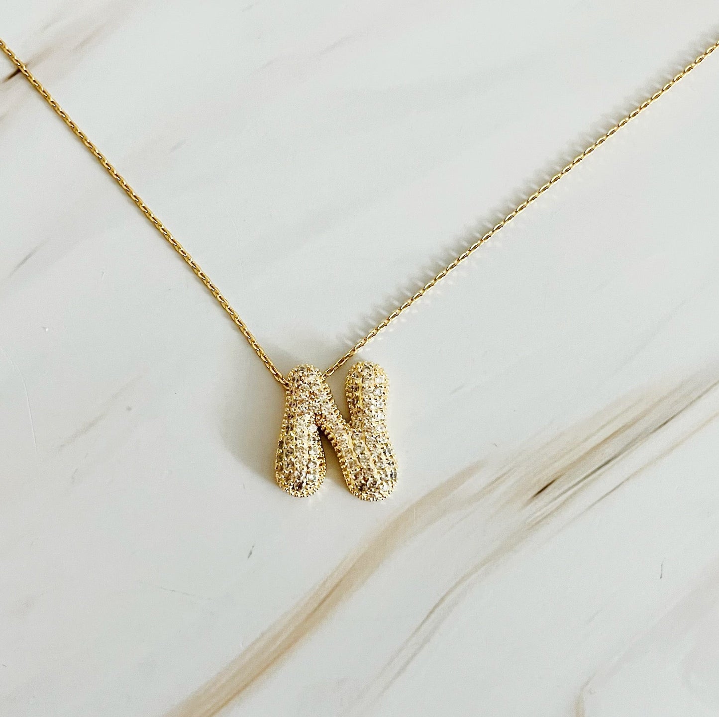Crystal Bubble Throwy Letter Necklace