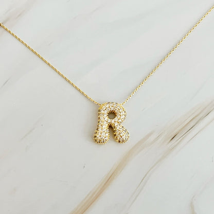 Crystal Bubble Throwy Letter Necklace
