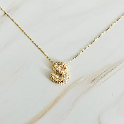 Crystal Bubble Throwy Letter Necklace