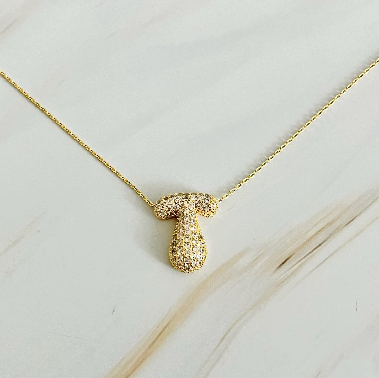 Crystal Bubble Throwy Letter Necklace