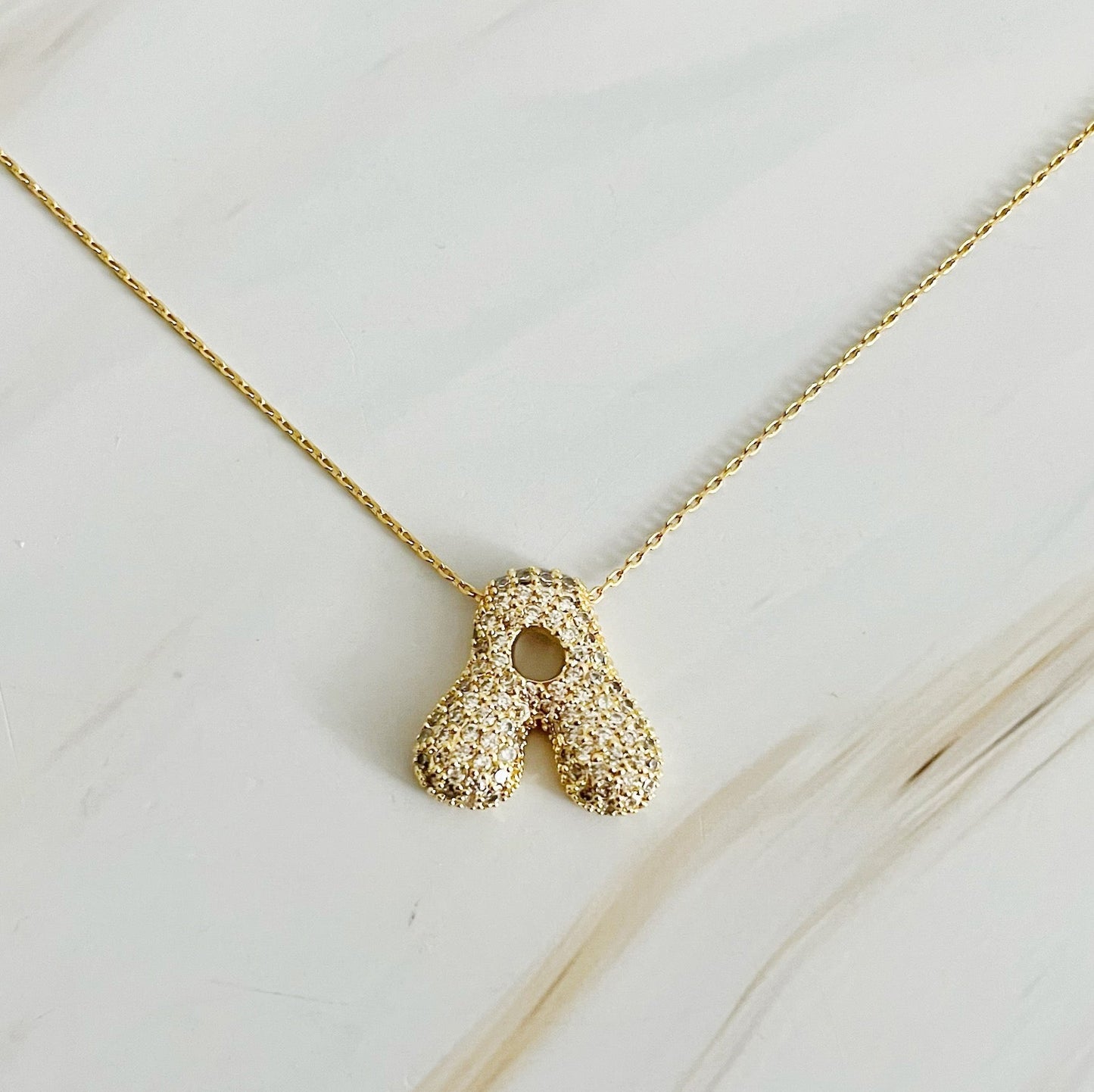 Crystal Bubble Throwy Letter Necklace