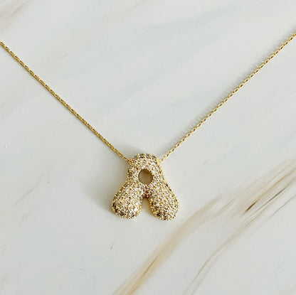 Crystal Bubble Throwy Letter Necklace