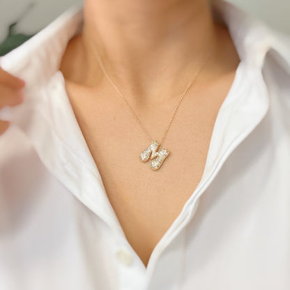 Crystal Bubble Throwy Letter Necklace