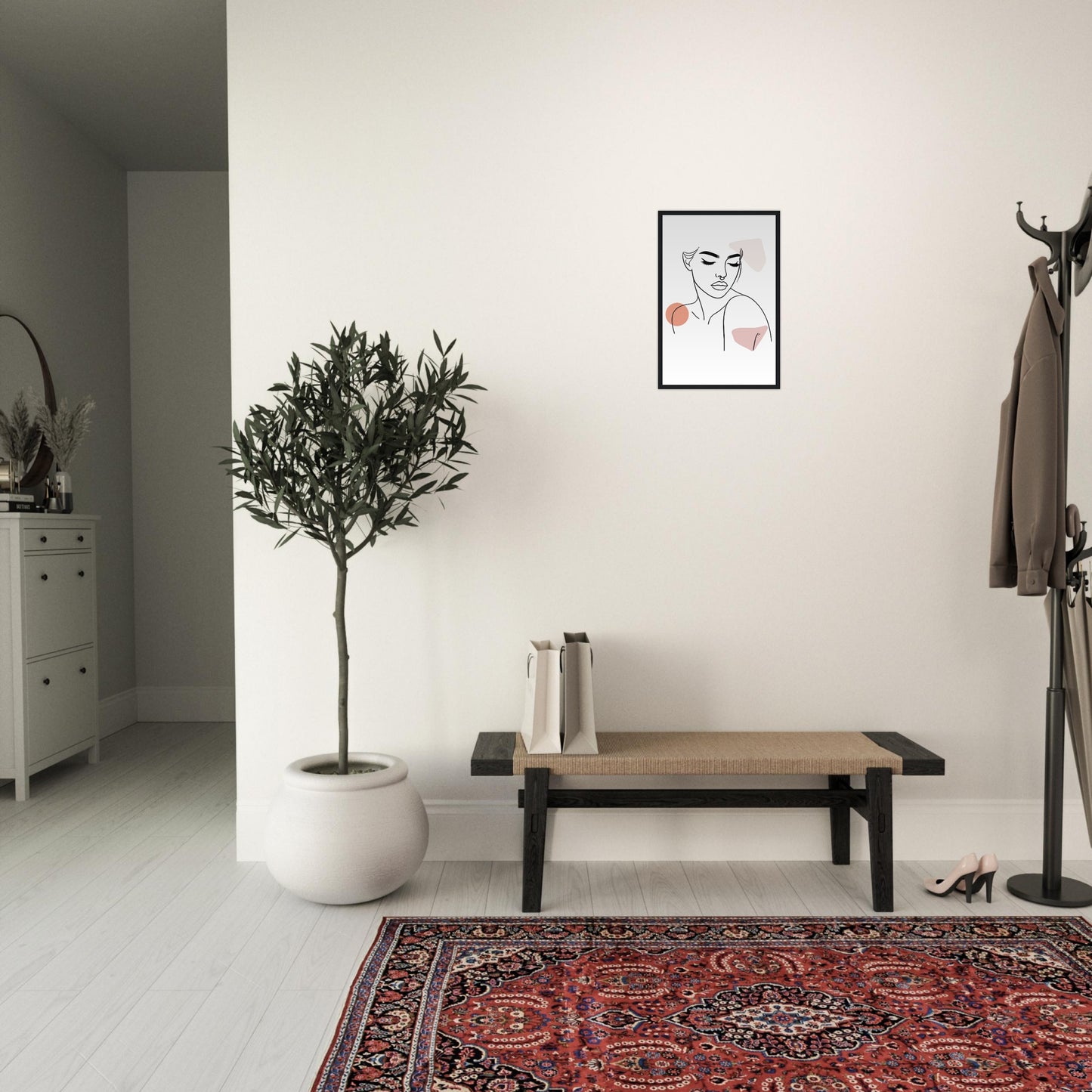 The Chelsea in Neutrals - Minimalist Woman Line Artwork Print