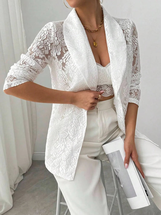 white lace blazer