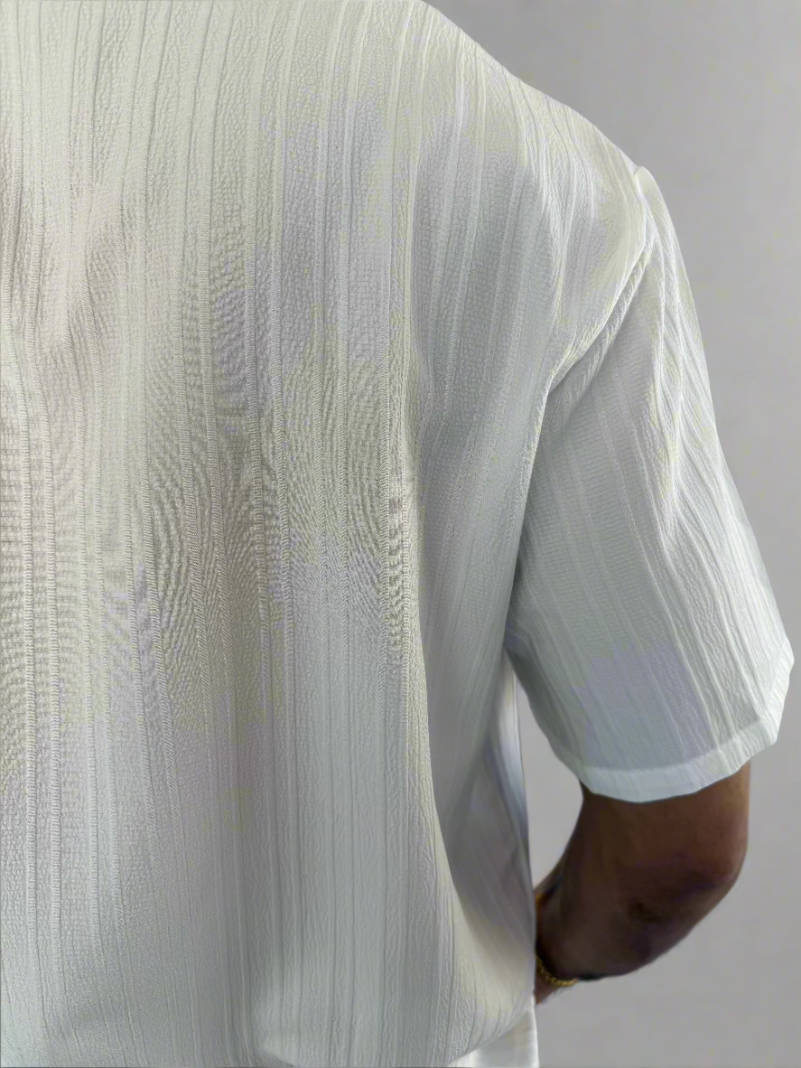 Mens Summer Edge Short Sleeve Button Up Shirt sleeve closeup