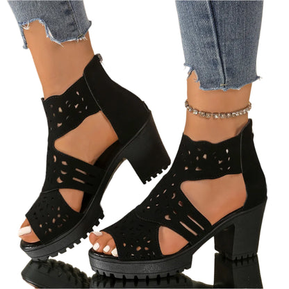 Eyelet Block Cutout Booties