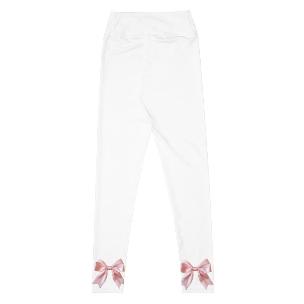 Pink Bow Yoga Pants in White
