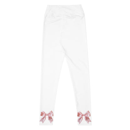 Pink Bow Yoga Pants in White