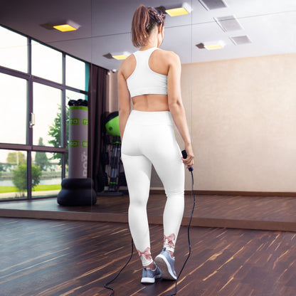Pink Bow Yoga Pants in White