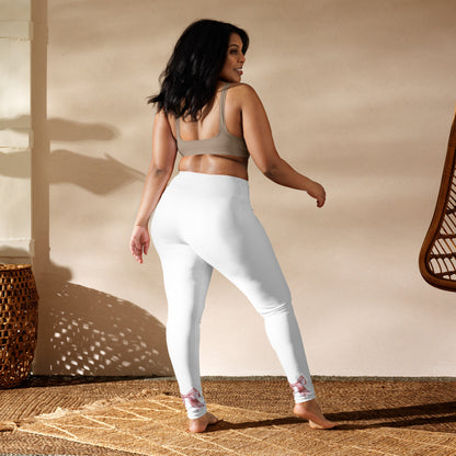 Pink Bow Yoga Pants in White