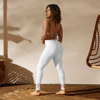 Pink Bow Yoga Pants in White