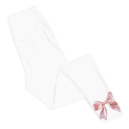 Pink Bow Yoga Pants in White
