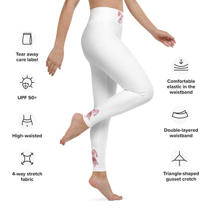 Pink Bow Yoga Pants in White