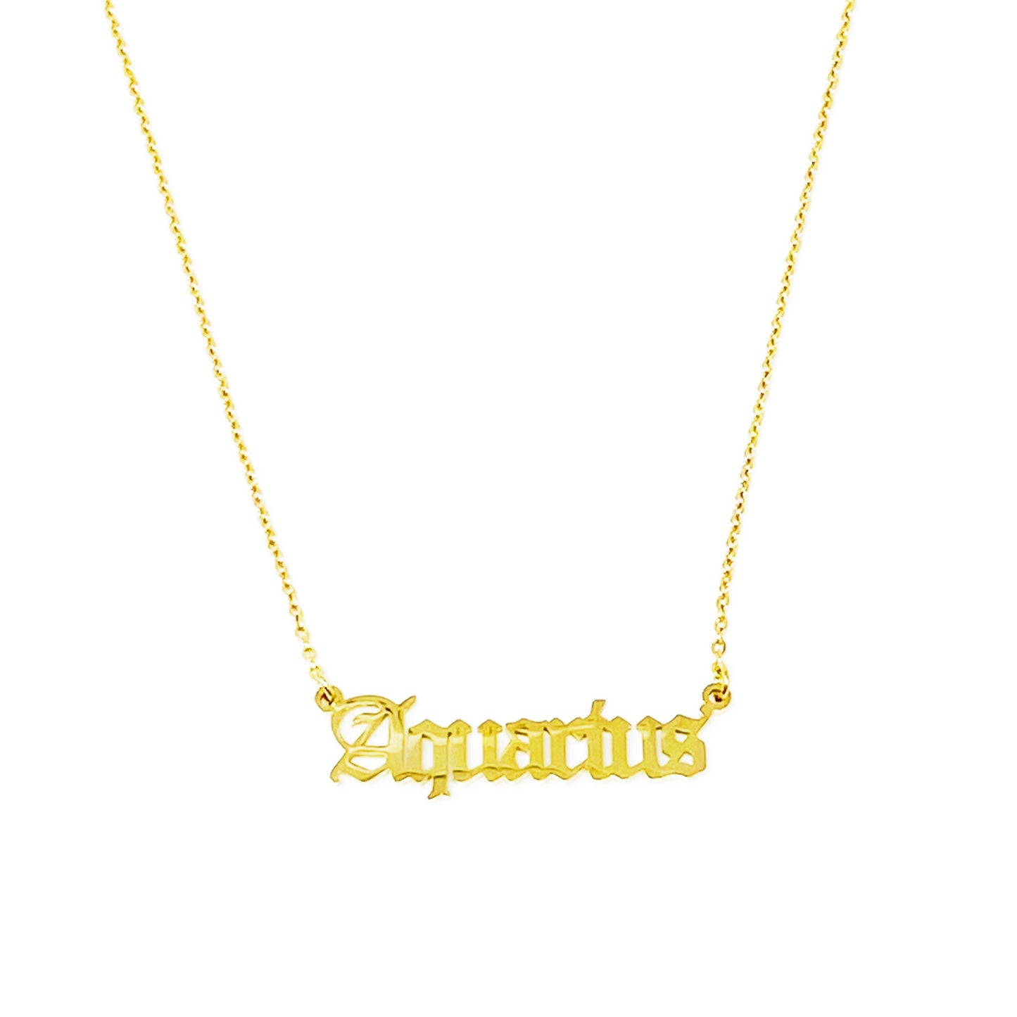 Old English Zodiac Necklace - Stainless Steel Gold Plated