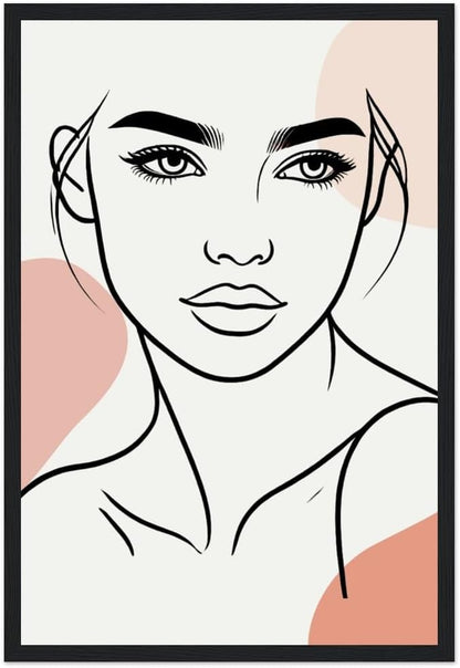 The Carmen in Neutrals - Minimalist Woman Line Artwork Print (Framed)