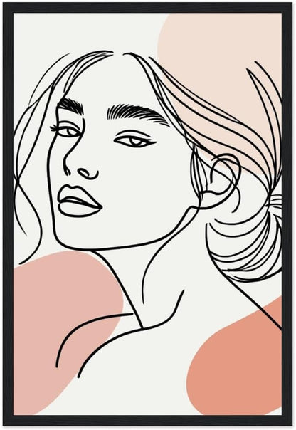 The Asta in Neutrals - Minimalist Woman Line Artwork - Ready To Hang (Framed)