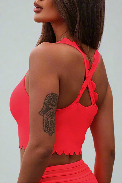 Crisscross Scoop Neck Swim Top